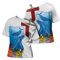 Tonga Swimming with Whales Cross Shoulder Shirt Ngatu Pattern