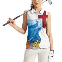 Tonga Swimming with Whales Women Sleeveless Polo Shirt Ngatu Pattern