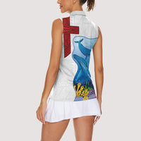 Tonga Swimming with Whales Women Sleeveless Polo Shirt Ngatu Pattern