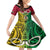 Vanuatu Family Matching Off Shoulder Short Dress and Hawaiian Shirt Pig Tusk Mix Maori Pattern and Namele Leaf LT03 Daughter's Dress Red - Polynesian Pride