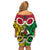 Vanuatu Family Matching Off Shoulder Short Dress and Hawaiian Shirt Pig Tusk Mix Maori Pattern and Namele Leaf LT03 - Polynesian Pride