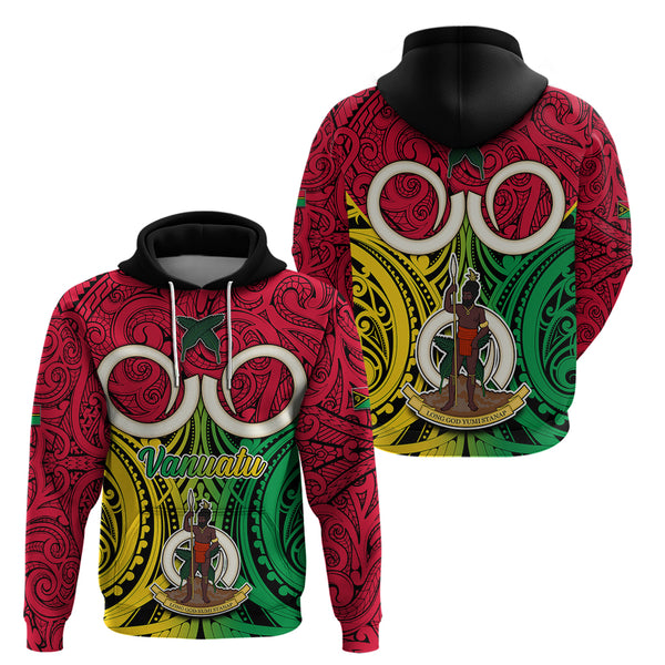 Vanuatu Tafea Province Wearable Blanket Hoodie Pig Tusk Mix Maori Pattern and Namele Leaf LT03 main image 0
