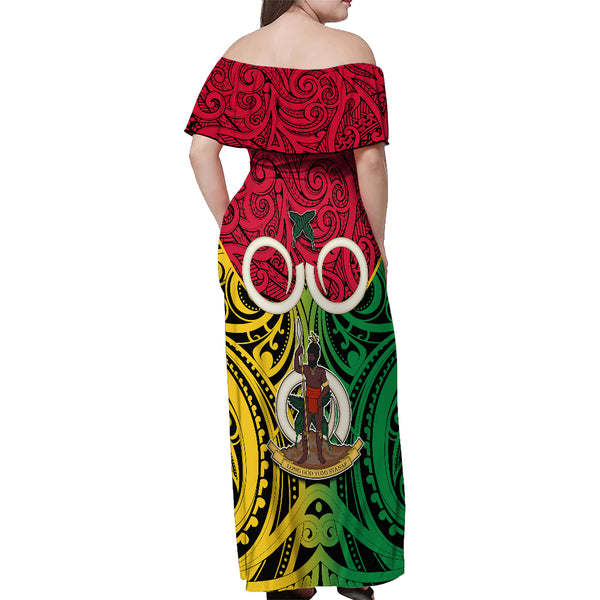 Torba Province Off Shoulder Sweater Vanuatu Pig Tusk Polynesian Flag Style LT14