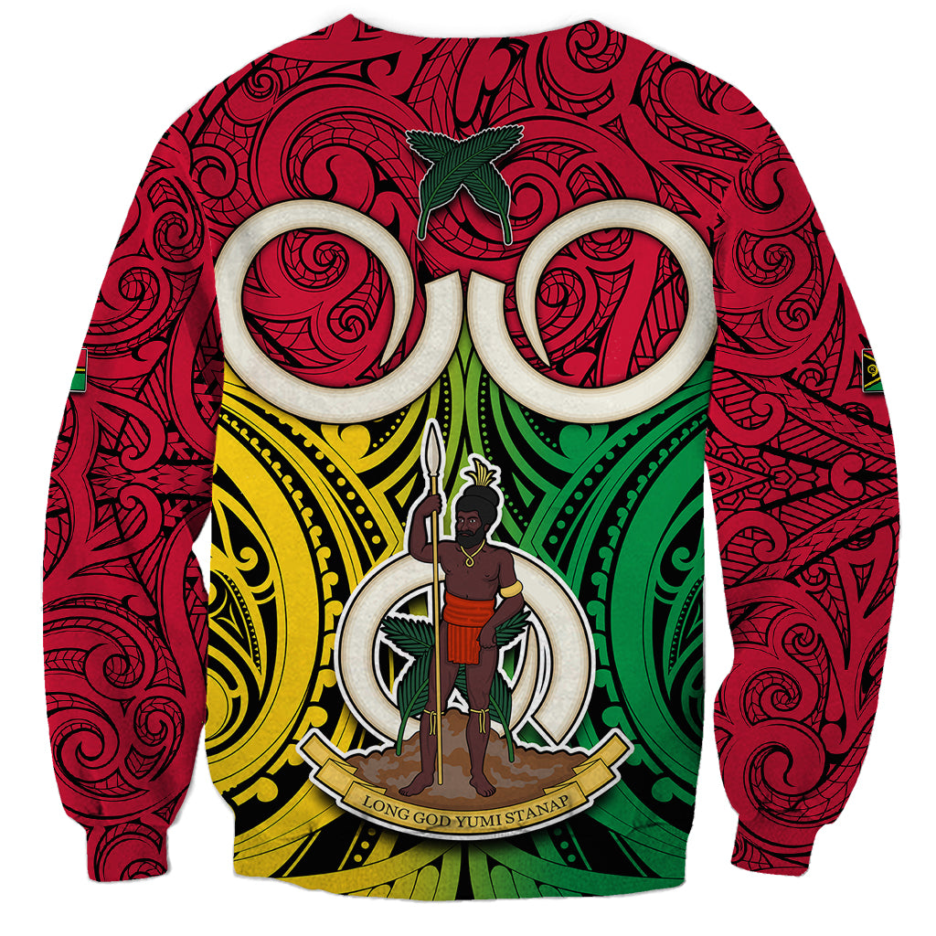 Vanuatu Sweatshirt Pig Tusk Mix Maori Pattern and Namele Leaf LT03 - Polynesian Pride