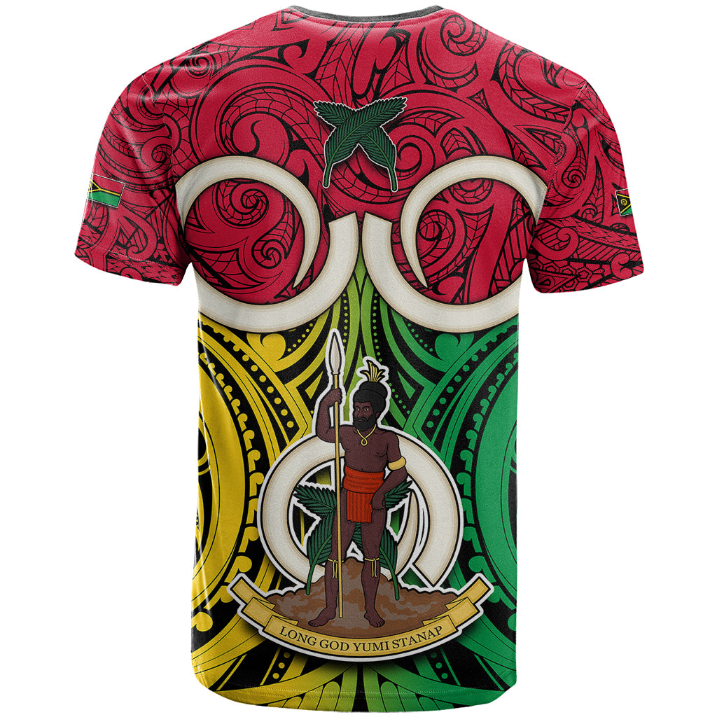 Vanuatu T Shirt Pig Tusk Mix Maori Pattern and Namele Leaf LT03 - Polynesian Pride