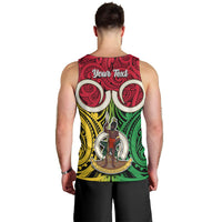 Personalised Vanuatu Men Tank Top Pig Tusk Mix Maori Pattern and Namele Leaf LT03 - Polynesian Pride
