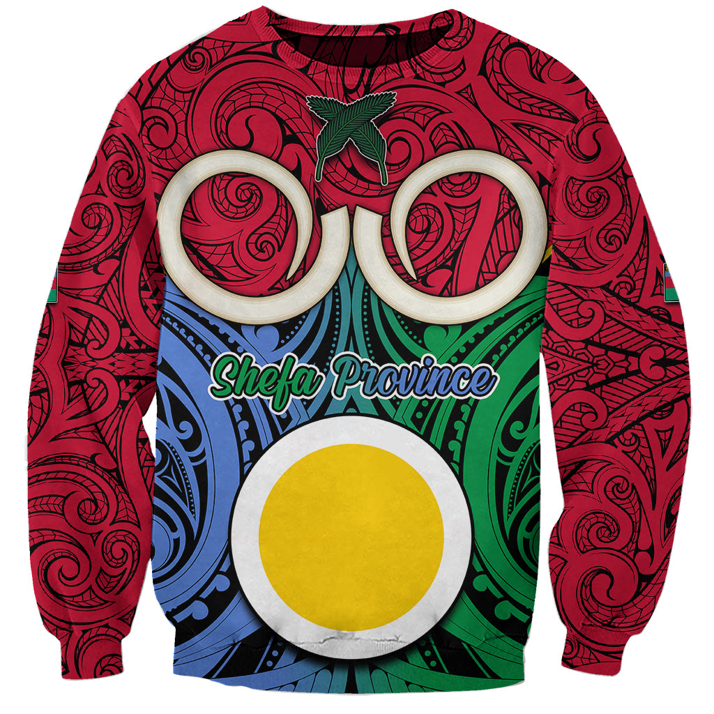 Vanuatu Shefa Province Sweatshirt Pig Tusk Mix Maori Pattern and Namele Leaf LT03 Unisex Red - Polynesian Pride