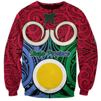 Vanuatu Shefa Province Sweatshirt Pig Tusk Mix Maori Pattern and Namele Leaf LT03 Unisex Red - Polynesian Pride