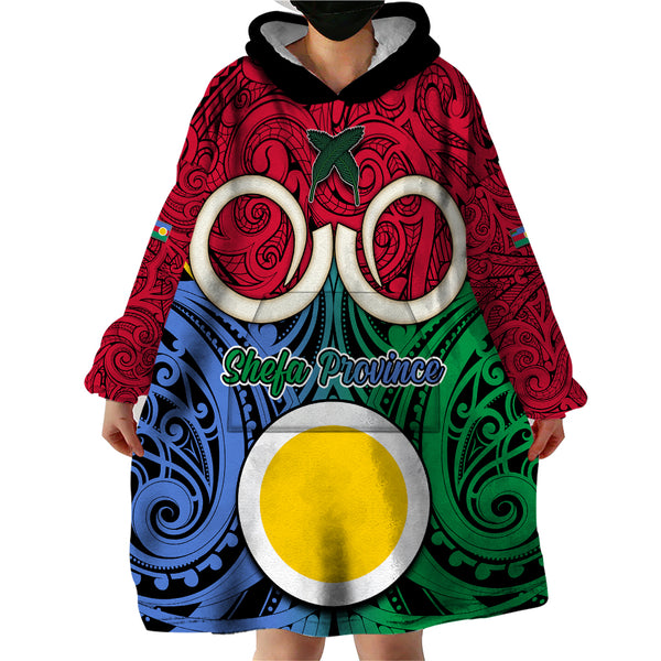 Personalised Vanuatu Sherpa Hoodie Pig Tusk Mix Maori Pattern and Namele Leaf LT03 main image 0