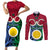 Personalised Vanuatu Shefa Province Couples Matching Short Sleeve Bodycon Dress and Long Sleeve Button Shirts Pig Tusk Mix Maori Pattern and Namele Leaf LT03 Red - Polynesian Pride