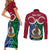 Personalised Vanuatu Shefa Province Couples Matching Short Sleeve Bodycon Dress and Long Sleeve Button Shirts Pig Tusk Mix Maori Pattern and Namele Leaf LT03 - Polynesian Pride