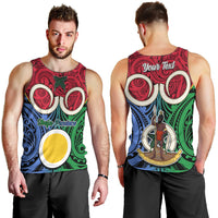 Personalised Vanuatu Shefa Province Men Tank Top Pig Tusk Mix Maori Pattern and Namele Leaf LT03 - Polynesian Pride