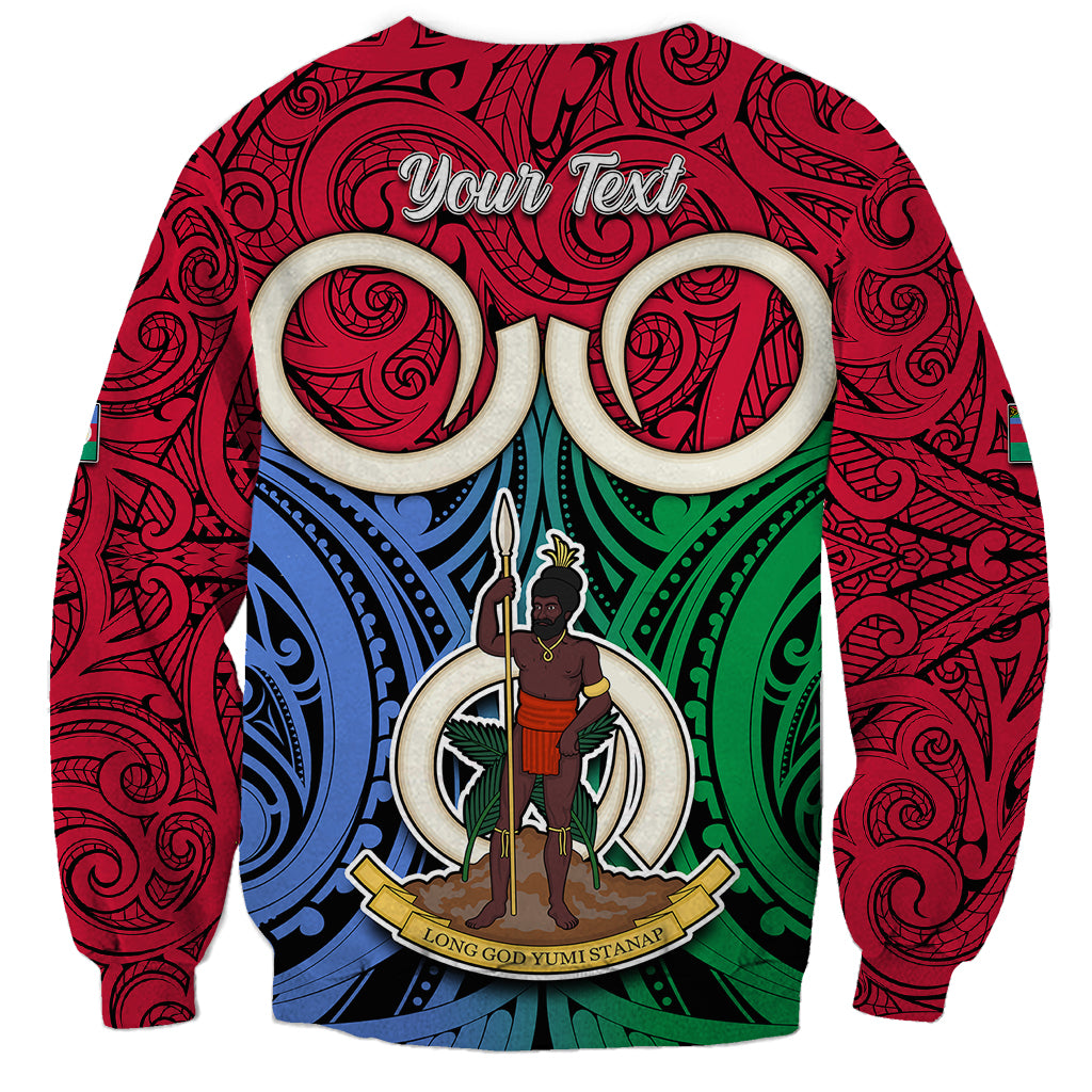 Personalised Vanuatu Shefa Province Sweatshirt Pig Tusk Mix Maori Pattern and Namele Leaf LT03 - Polynesian Pride