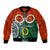 Vanuatu Penama Province Bomber Jacket Pig Tusk Mix Maori Pattern and Namele Leaf LT03 Unisex Orange - Polynesian Pride