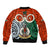 Vanuatu Penama Province Bomber Jacket Pig Tusk Mix Maori Pattern and Namele Leaf LT03 - Polynesian Pride