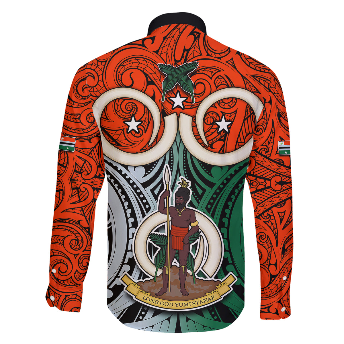 Vanuatu Penama Province Family Matching Off Shoulder Long Sleeve Dress and Hawaiian Shirt Pig Tusk Mix Maori Pattern and Namele Leaf LT03 - Polynesian Pride