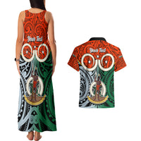 Personalised Vanuatu Penama Province Couples Matching Tank Maxi Dress and Hawaiian Shirt Pig Tusk Mix Maori Pattern and Namele Leaf LT03 - Polynesian Pride