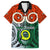 Personalised Vanuatu Penama Province Family Matching Puletasi Dress and Hawaiian Shirt Pig Tusk Mix Maori Pattern and Namele Leaf LT03 Dad's Shirt - Short Sleeve Orange - Polynesian Pride