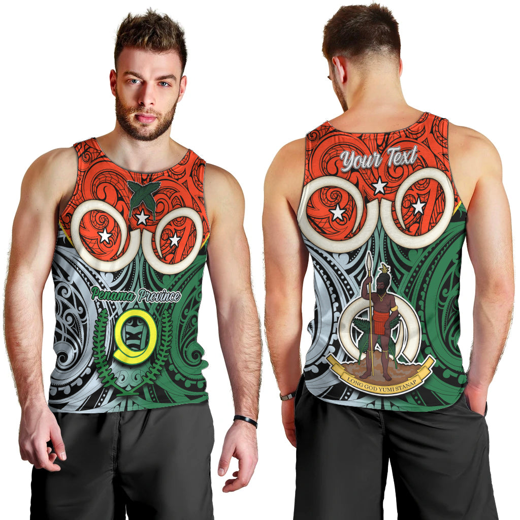 Personalised Vanuatu Penama Province Men Tank Top Pig Tusk Mix Maori Pattern and Namele Leaf LT03 - Polynesian Pride