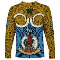 Vanuatu Sanma Province Long Sleeve Shirt Pig Tusk Mix Maori Pattern and Namele Leaf LT03 - Polynesian Pride