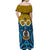 Vanuatu Sanma Province Off Shoulder Maxi Dress Pig Tusk Mix Maori Pattern and Namele Leaf LT03 - Polynesian Pride