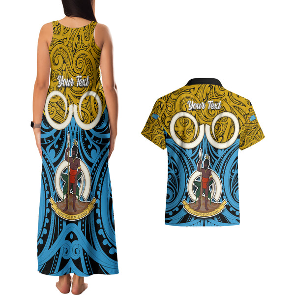 Vanuatu Tafea Province Couples Matching Tank Maxi Dress and Hawaiian Shirt Pig Tusk Mix Maori Pattern and Namele Leaf LT03 main image 1