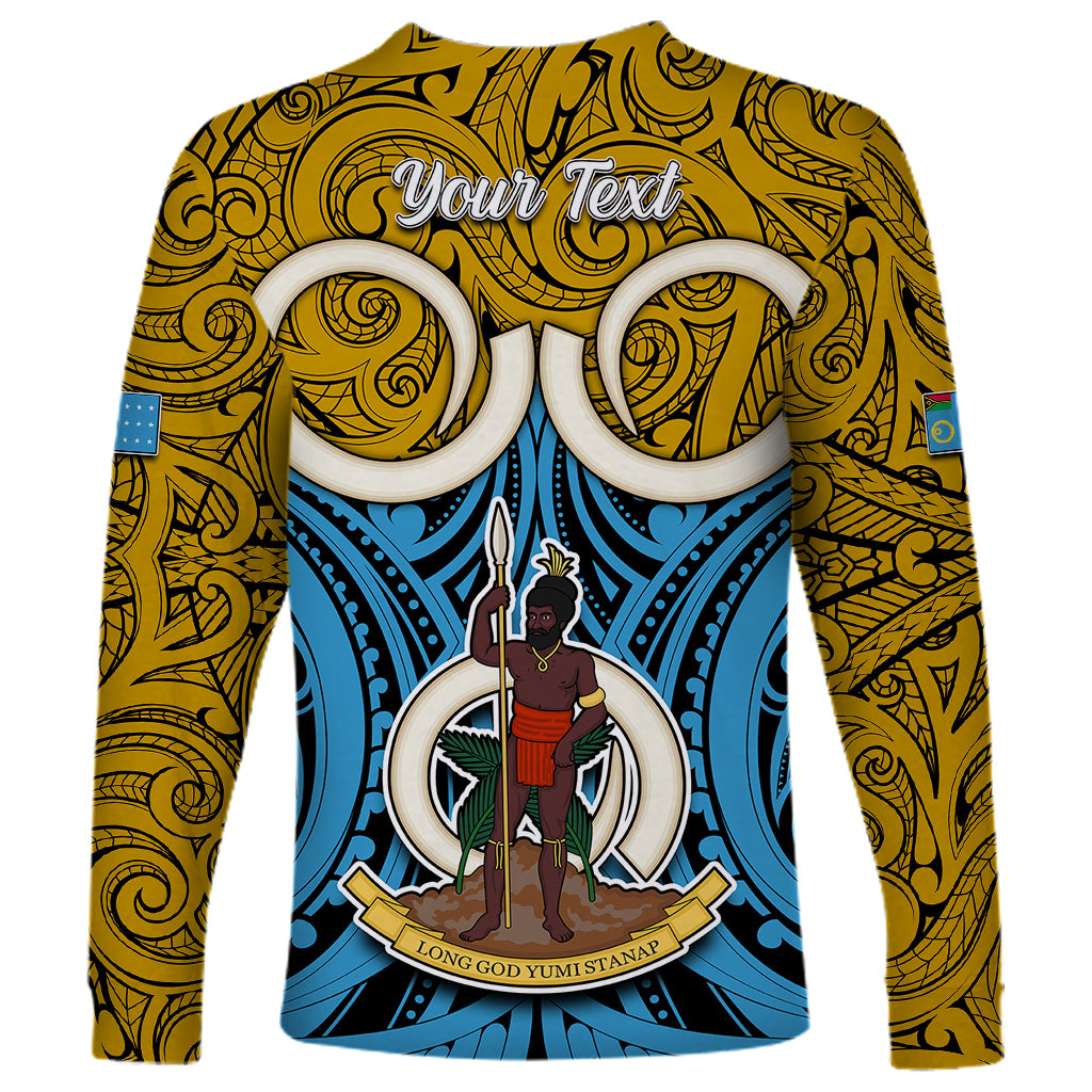 Personalised Vanuatu Sanma Province Long Sleeve Shirt Pig Tusk Mix Maori Pattern and Namele Leaf LT03 - Polynesian Pride