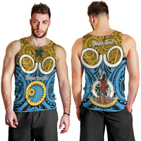 Personalised Vanuatu Sanma Province Men Tank Top Pig Tusk Mix Maori Pattern and Namele Leaf LT03 - Polynesian Pride
