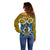 Personalised Vanuatu Sanma Province Off Shoulder Sweater Pig Tusk Mix Maori Pattern and Namele Leaf LT03 - Polynesian Pride