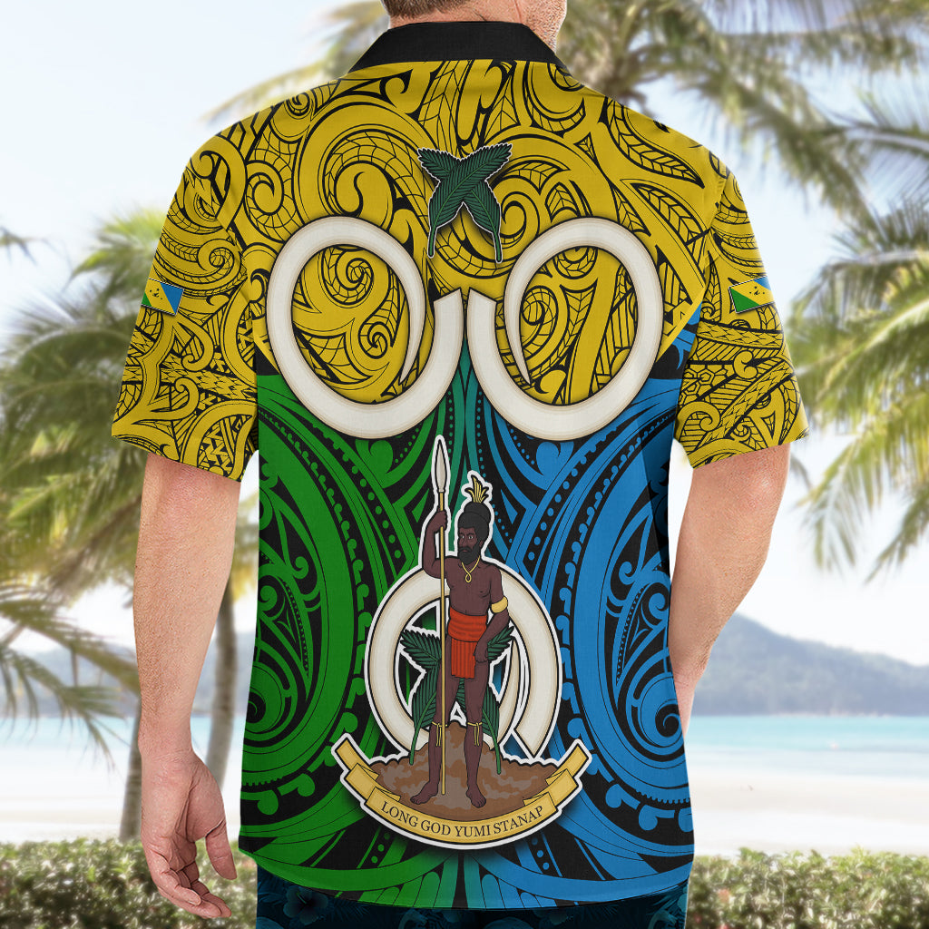 Vanuatu Malampa Province Hawaiian Shirt Pig Tusk Mix Maori Pattern and Namele Leaf LT03 - Polynesian Pride