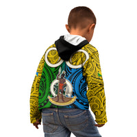 Vanuatu Malampa Province Kid Hoodie Pig Tusk Mix Maori Pattern and Namele Leaf LT03 - Polynesian Pride
