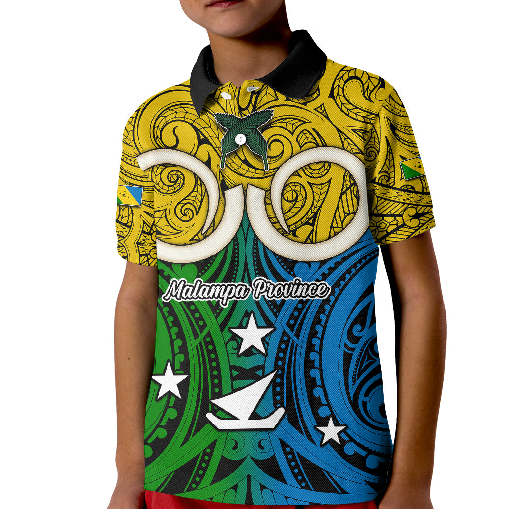 Vanuatu Malampa Province Kid Polo Shirt Pig Tusk Mix Maori Pattern and Namele Leaf LT03 Kid Yellow - Polynesian Pride