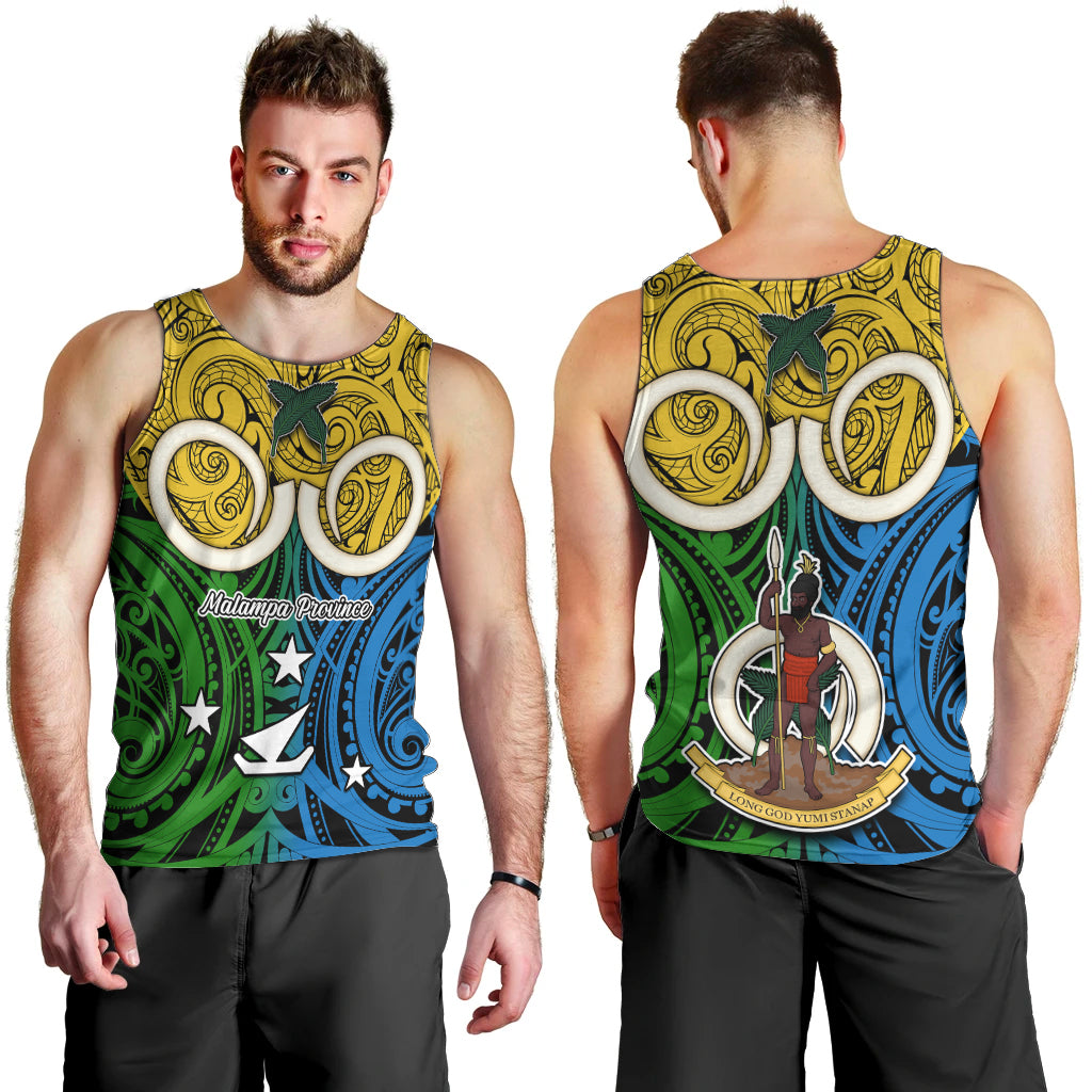 Vanuatu Malampa Province Men Tank Top Pig Tusk Mix Maori Pattern and Namele Leaf LT03 - Polynesian Pride