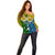 Vanuatu Malampa Province Off Shoulder Sweater Pig Tusk Mix Maori Pattern and Namele Leaf LT03 - Polynesian Pride