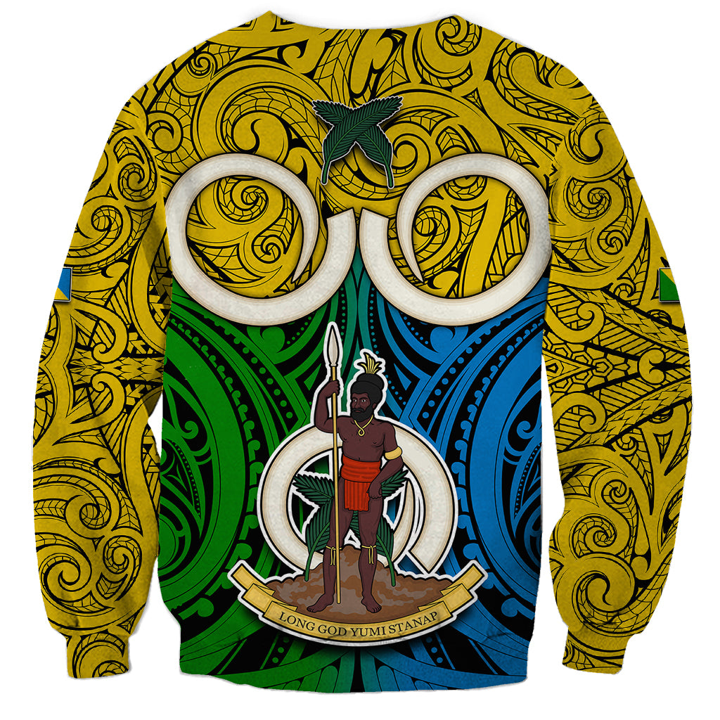 Vanuatu Malampa Province Sweatshirt Pig Tusk Mix Maori Pattern and Namele Leaf LT03 - Polynesian Pride