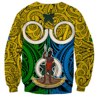 Vanuatu Malampa Province Sweatshirt Pig Tusk Mix Maori Pattern and Namele Leaf LT03 - Polynesian Pride