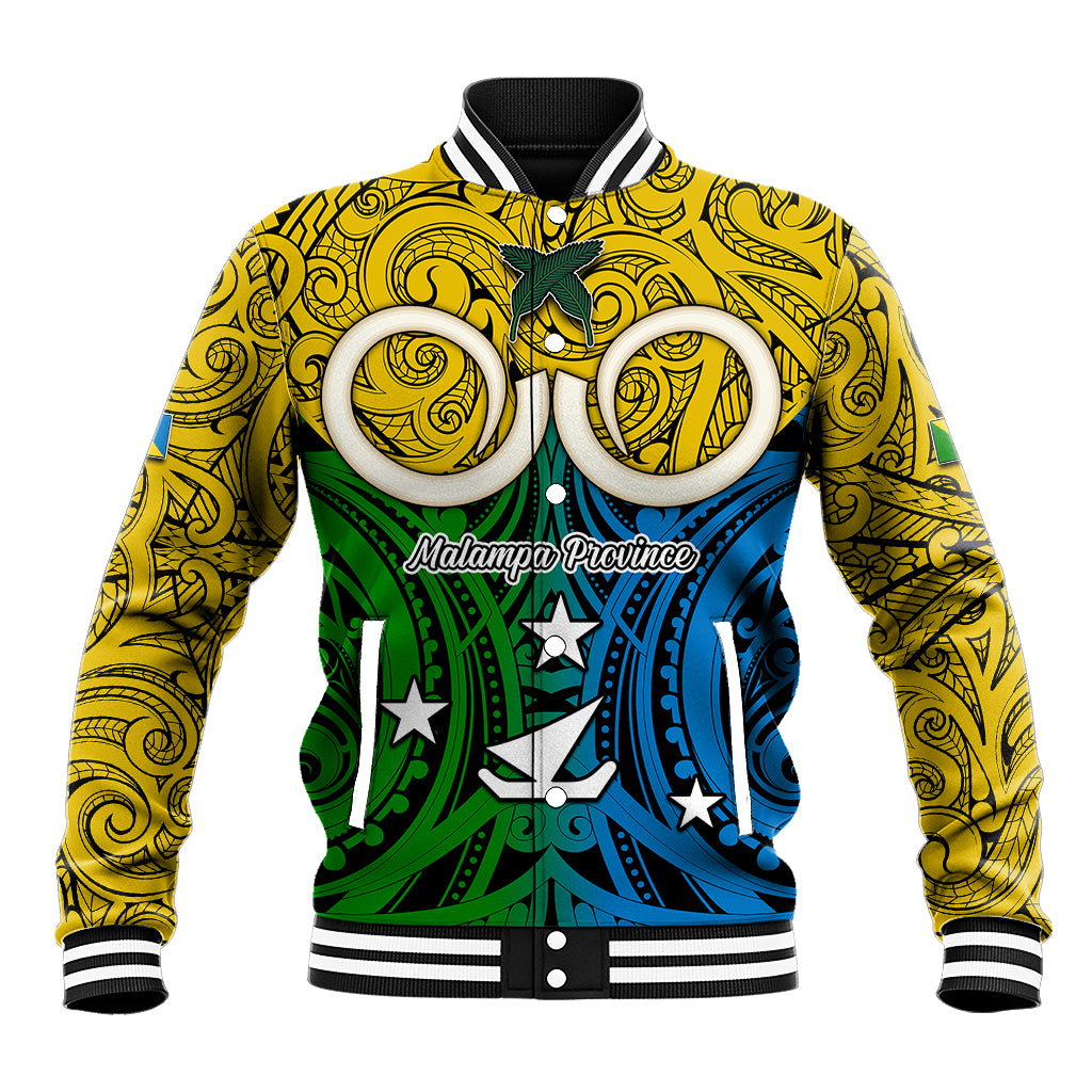 Personalised Vanuatu Malampa Province Baseball Jacket Pig Tusk Mix Maori Pattern and Namele Leaf LT03 Unisex Yellow - Polynesian Pride