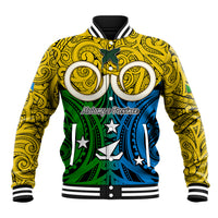 Personalised Vanuatu Malampa Province Baseball Jacket Pig Tusk Mix Maori Pattern and Namele Leaf LT03 Unisex Yellow - Polynesian Pride