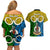 Personalised Vanuatu Malampa Province Couples Matching Off Shoulder Short Dress and Hawaiian Shirt Pig Tusk Mix Maori Pattern and Namele Leaf LT03 - Polynesian Pride