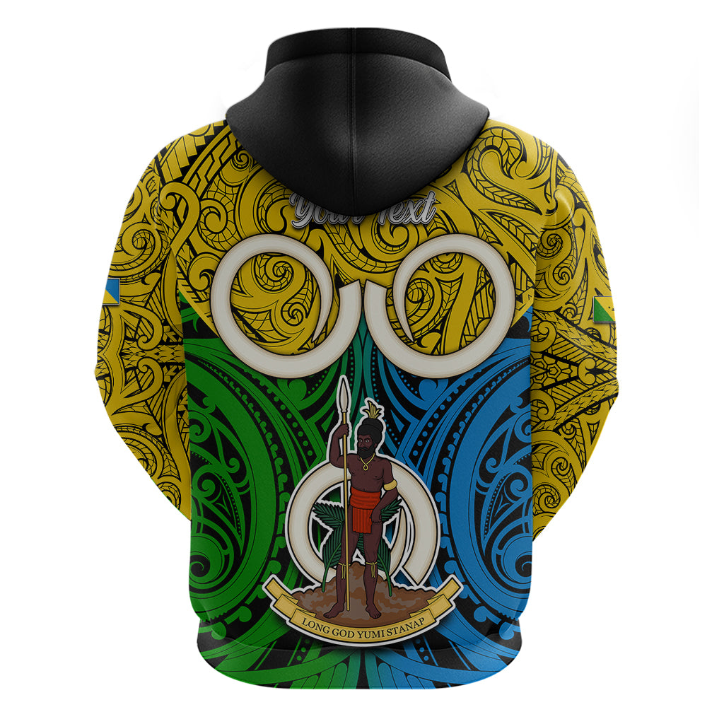 Personalised Vanuatu Malampa Province Hoodie Pig Tusk Mix Maori Pattern and Namele Leaf LT03 - Polynesian Pride