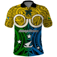 Personalised Vanuatu Malampa Province Polo Shirt Pig Tusk Mix Maori Pattern and Namele Leaf LT03 Yellow - Polynesian Pride