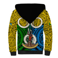 Personalised Vanuatu Malampa Province Sherpa Hoodie Pig Tusk Mix Maori Pattern and Namele Leaf LT03 - Polynesian Pride