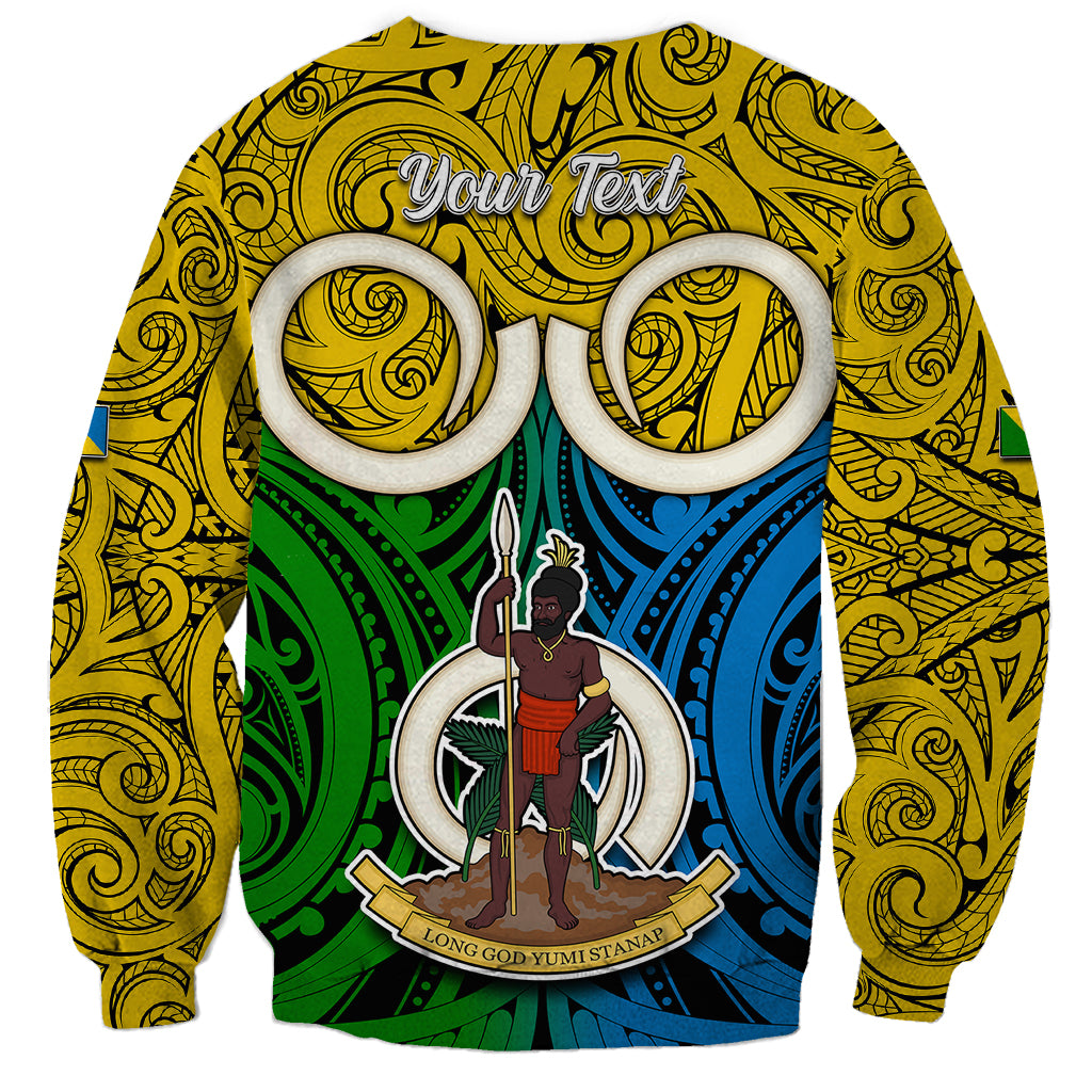Personalised Vanuatu Malampa Province Sweatshirt Pig Tusk Mix Maori Pattern and Namele Leaf LT03 - Polynesian Pride