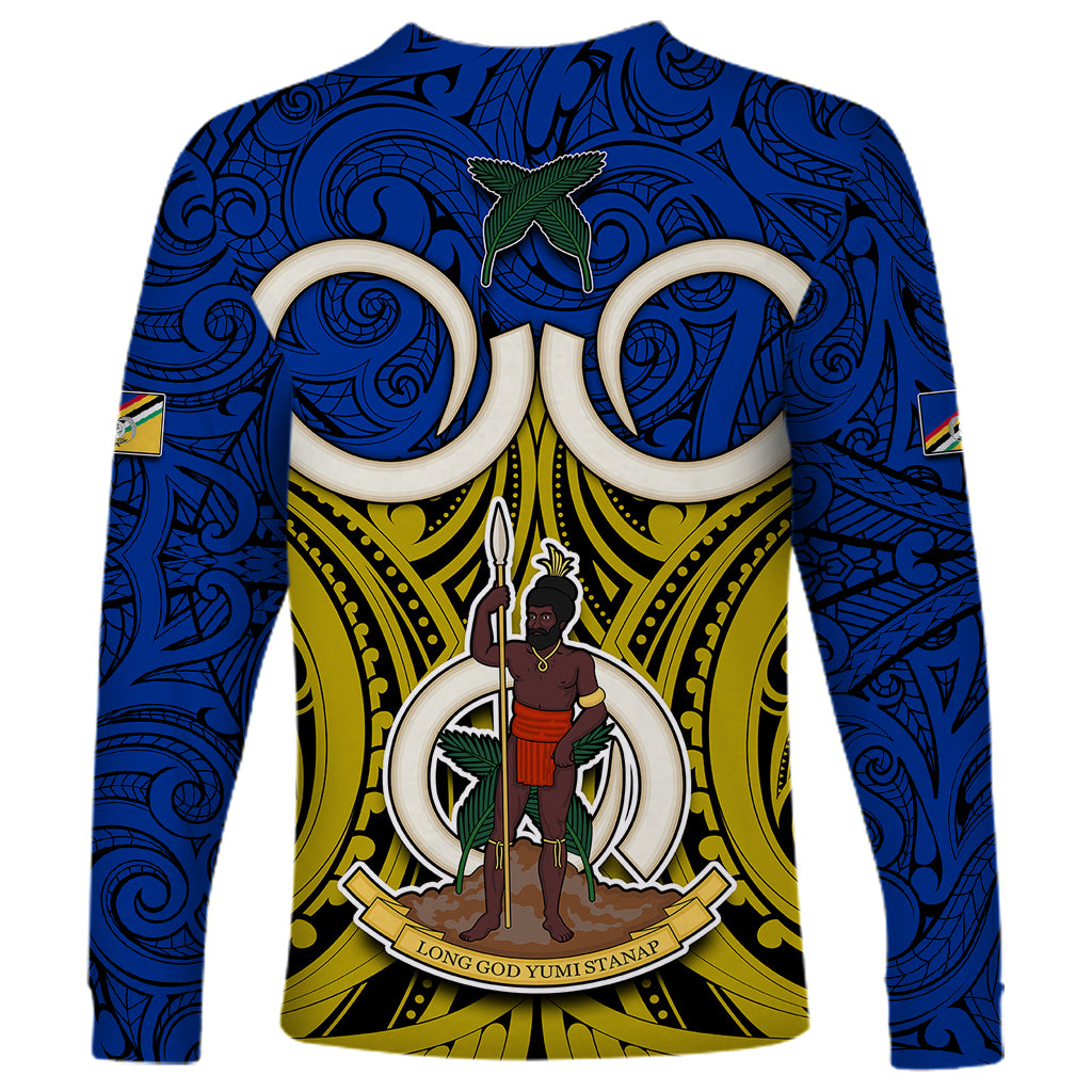 Vanuatu Torba Province Long Sleeve Shirt Pig Tusk Mix Maori Pattern and Namele Leaf LT03 - Polynesian Pride