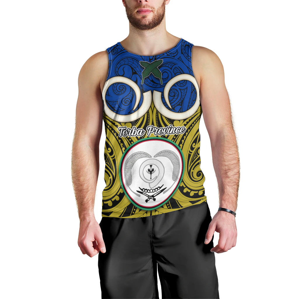 Vanuatu Torba Province Men Tank Top Pig Tusk Mix Maori Pattern and Namele Leaf LT03 - Polynesian Pride
