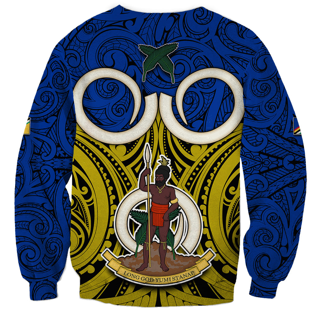Vanuatu Torba Province Sweatshirt Pig Tusk Mix Maori Pattern and Namele Leaf LT03 - Polynesian Pride