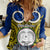 Vanuatu Torba Province Women Casual Shirt Pig Tusk Mix Maori Pattern and Namele Leaf LT03 Female Blue - Polynesian Pride