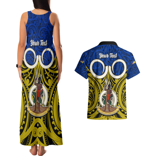 Vanuatu Tafea Province Couples Matching Tank Maxi Dress and Hawaiian Shirt Pig Tusk Mix Maori Pattern and Namele Leaf LT03 main image 0