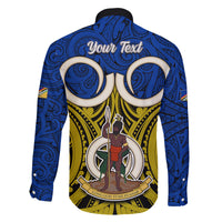 Personalised Vanuatu Torba Province Family Matching Long Sleeve Bodycon Dress and Hawaiian Shirt Pig Tusk Mix Maori Pattern and Namele Leaf LT03 - Polynesian Pride