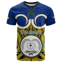 Personalised Vanuatu Torba Province T Shirt Pig Tusk Mix Maori Pattern and Namele Leaf LT03 Blue - Polynesian Pride